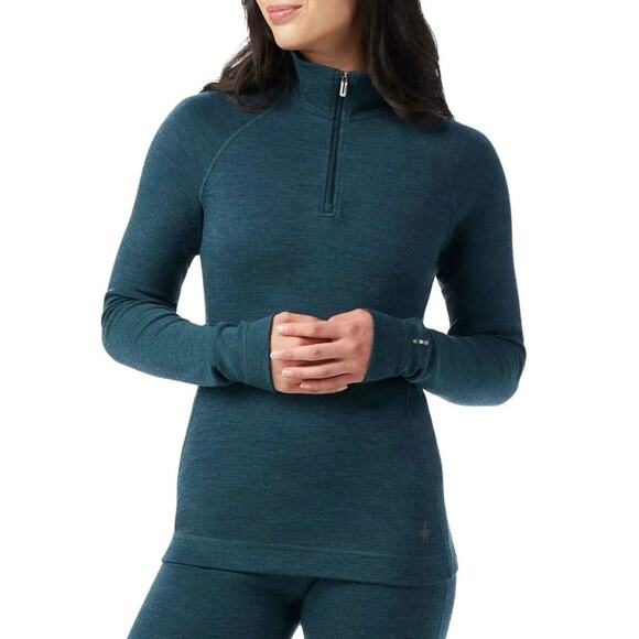SmartWool Women's Classic Thermal Merino Wool Quarter Zip Twilight Blue M NWT - Picture 1 of 9